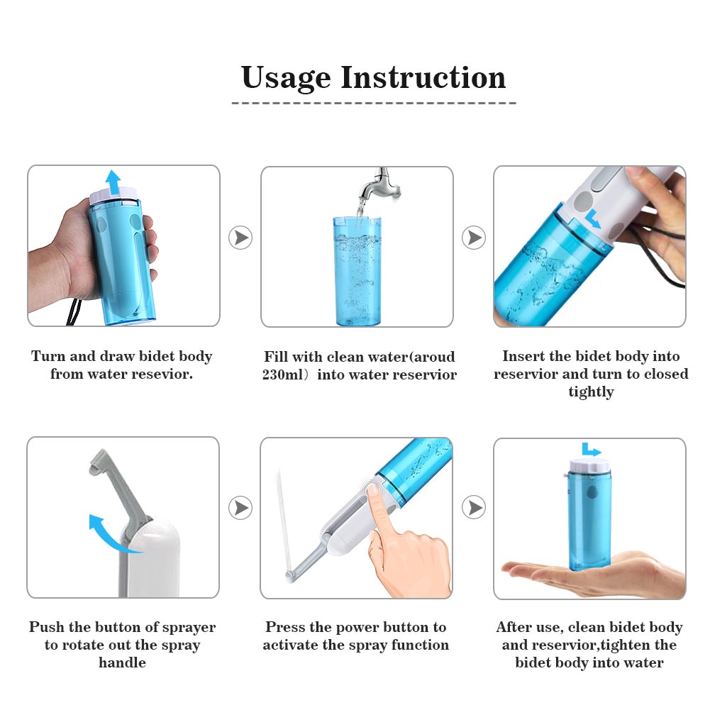 Electric USB Charge Handheld Bidet Toilet Portable Sprayer Bathroom Travel Portable Kit Sprayer Personal Hygiene