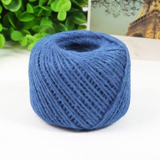 30M/Roll Natural Burlap Hessian Jute Twine Cord Hemp Rope Party Valentine Wrapping Cords Thread DIY Packaging Supplies: Navy blue