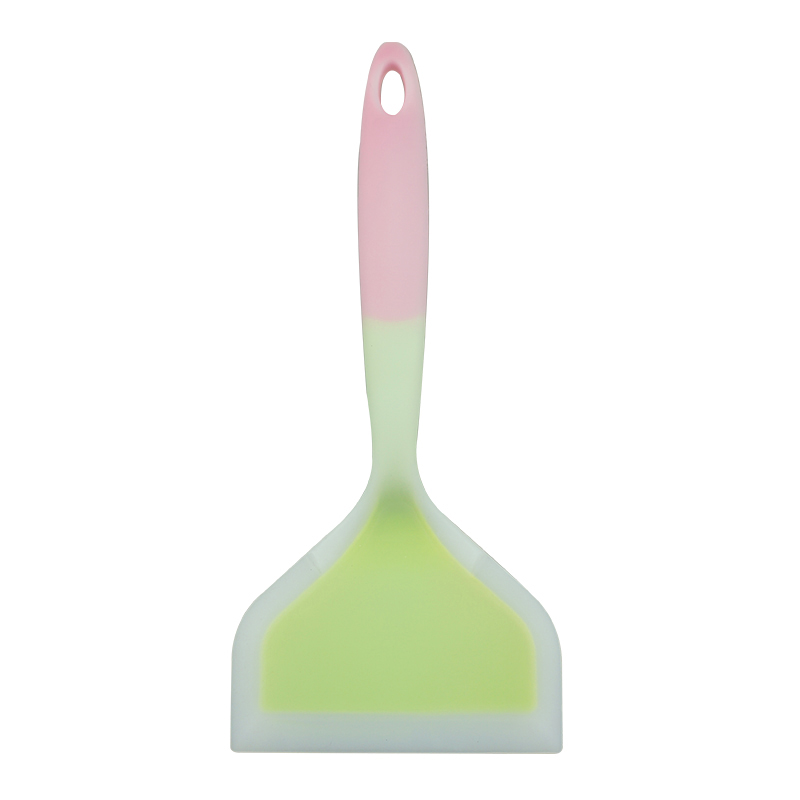 Silicone Kitchen Ware Cooking Utensils Spatula Beef Meat Egg Kitchen Scraper Wide Pizza Cooking Tools Shovel Non-stick Spatula: Pink and Green