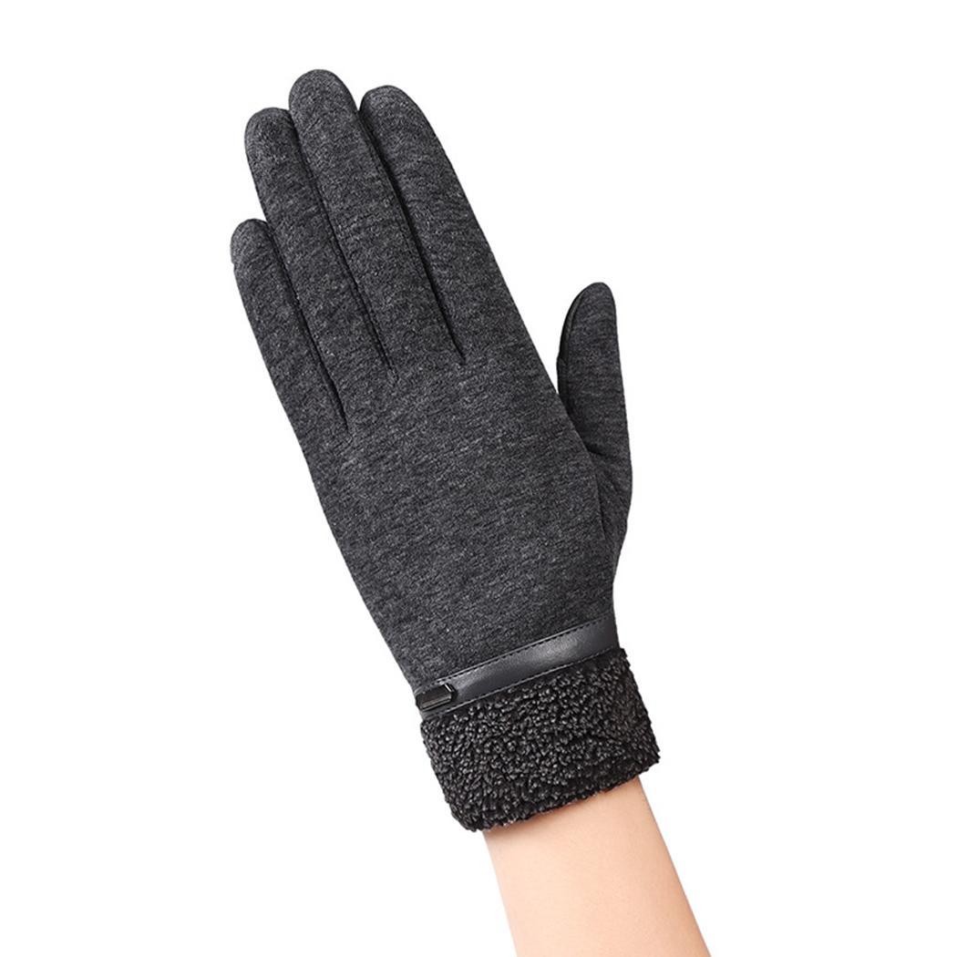 Men Casual Solid Full-Finger Windproof Touch A, B, E Screen Warm Screen, Black/Dark Blue/Gray Gloves: grayaone size