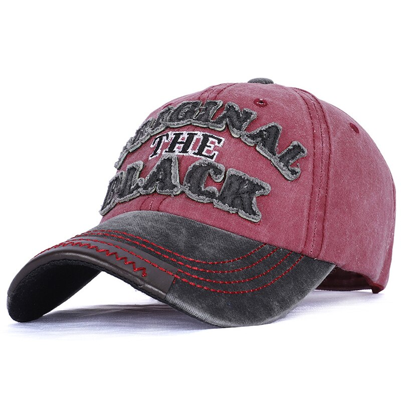 Retro Verontruste Baseball Cap Mannen En Vrouwen Eenvoudige Brief Patch Zonnebrandcrème Zonnehoed Gewassen En Ademende Cap: black wine red