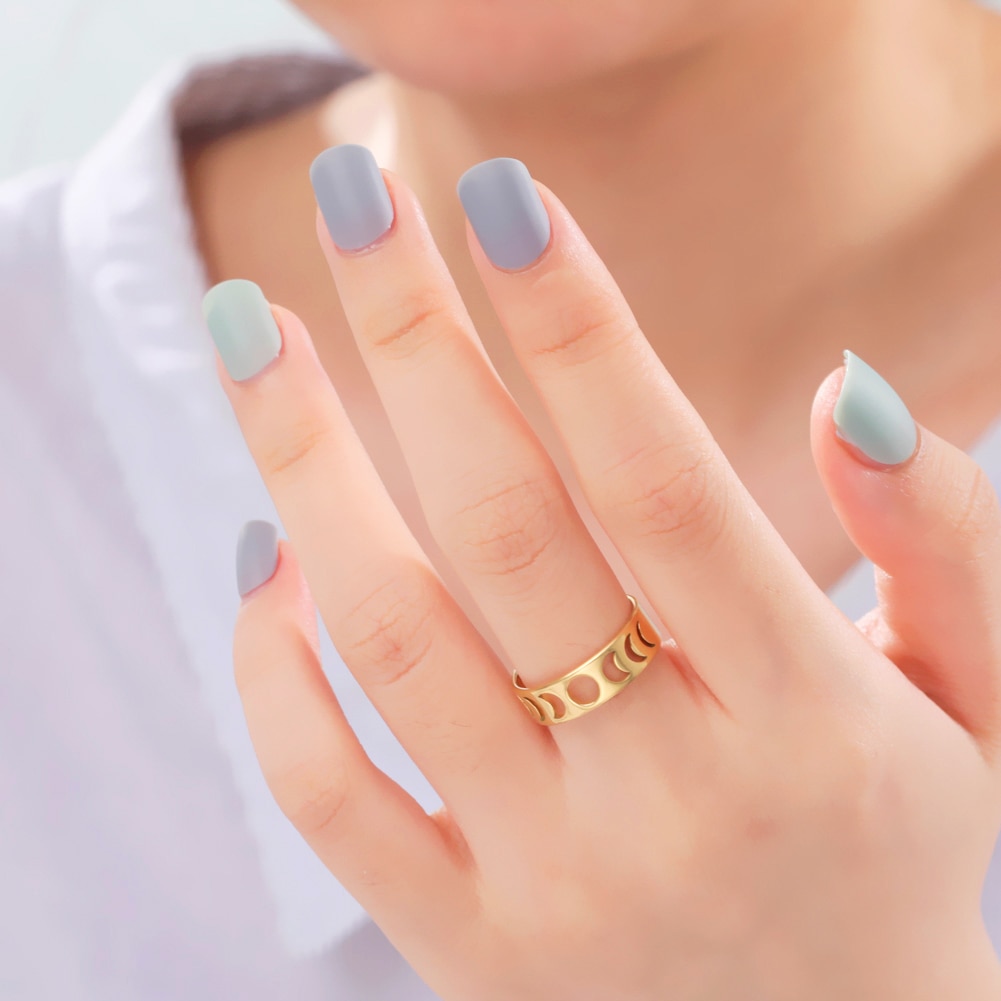 Skyrim – bagues uniques Phase de lune pour femmes, en acier inoxydable, couleur or, croissant de lune, bijoux à la , , 2025