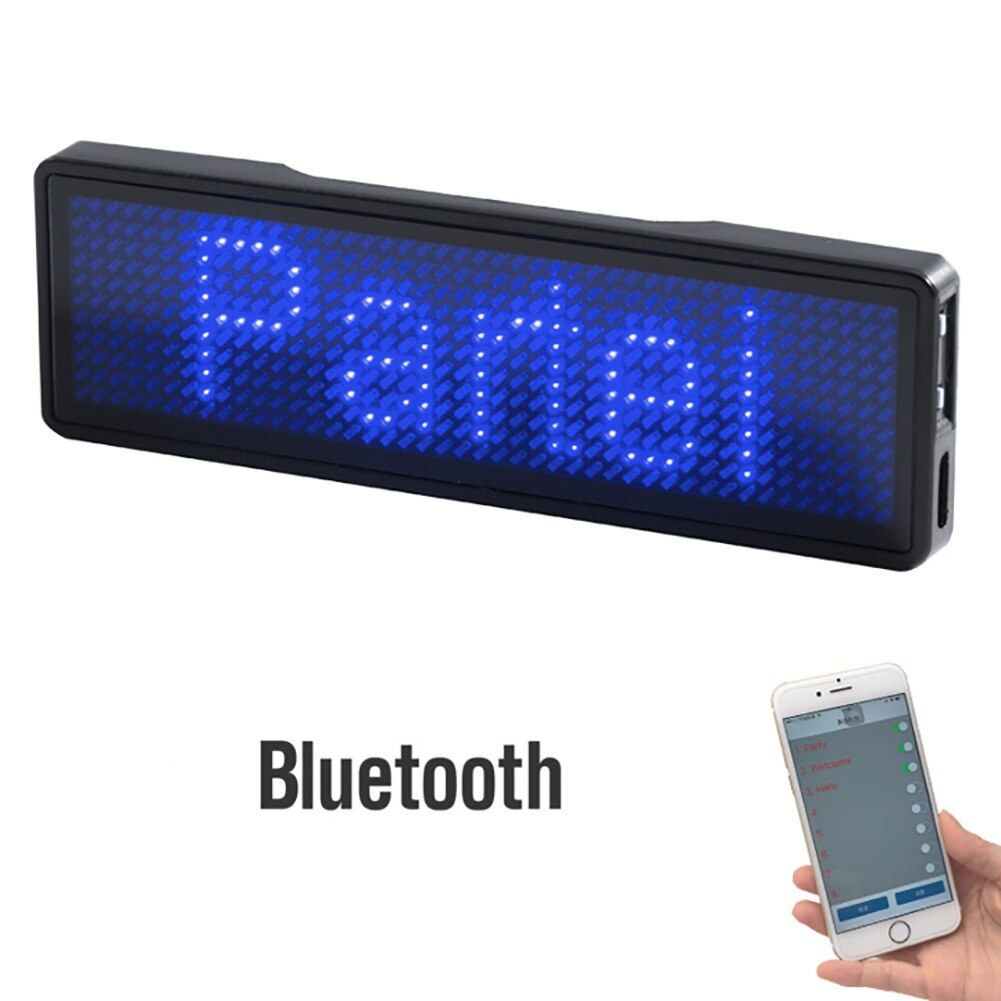 Display LED Name Tag Rechargeable Bluetooth Digital LED Badge Insignia DIY Programmable Scrolling Message Board Mini LED: BLUE