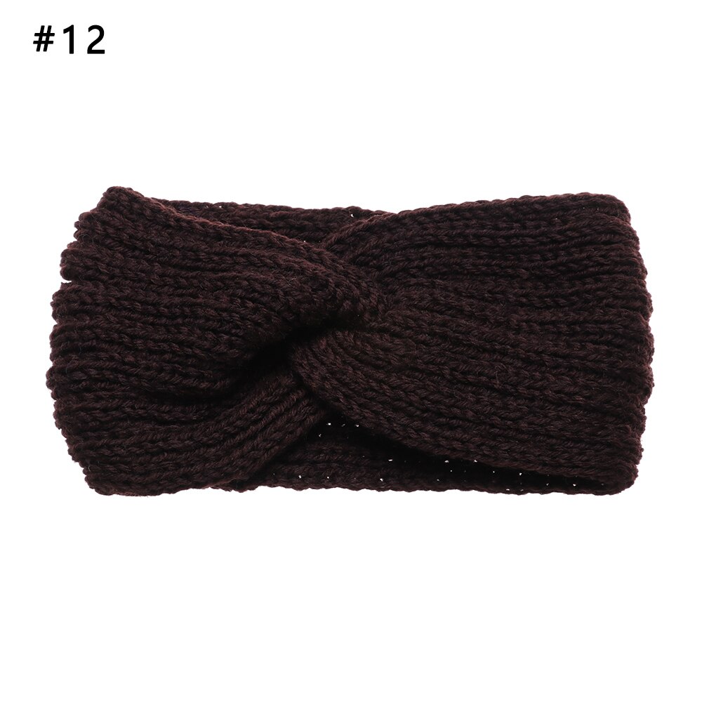 Bandeaux en laine tricotés au Crochet | Bandeaux d'hiver pour femmes, style bohémien, tissage croisé fait à la main, et solide: 12
