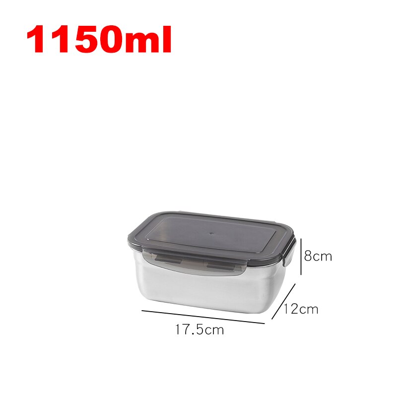 0.39- 3.7L Kids School Bento Box Rvs Afdichting Lekvrij Picknick Voedsel Container Metalen Draagbare Reizen Lunchbox Dining: 1150ml- Rectangle