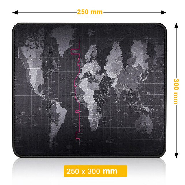 Pro Grote Gaming Muismat World Map Mousepad Computer Muis Mat Anti-Slip Rubberen Basis Bureau Mat Toetsenbord pad Mause Pad: 250x300mm