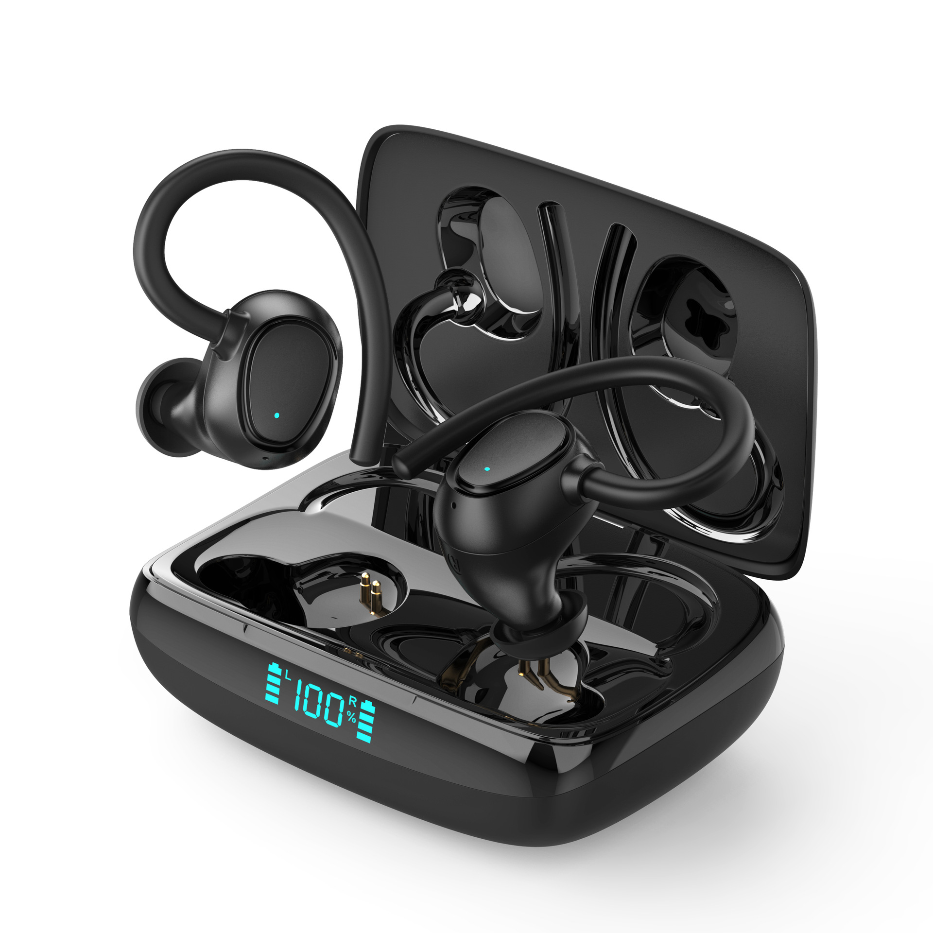Wireless Headphones Touch Control Sports Waterproof Bluetooth Earphone HiFi 9D Bass Stereo Earphone Headset With Microphone: Black