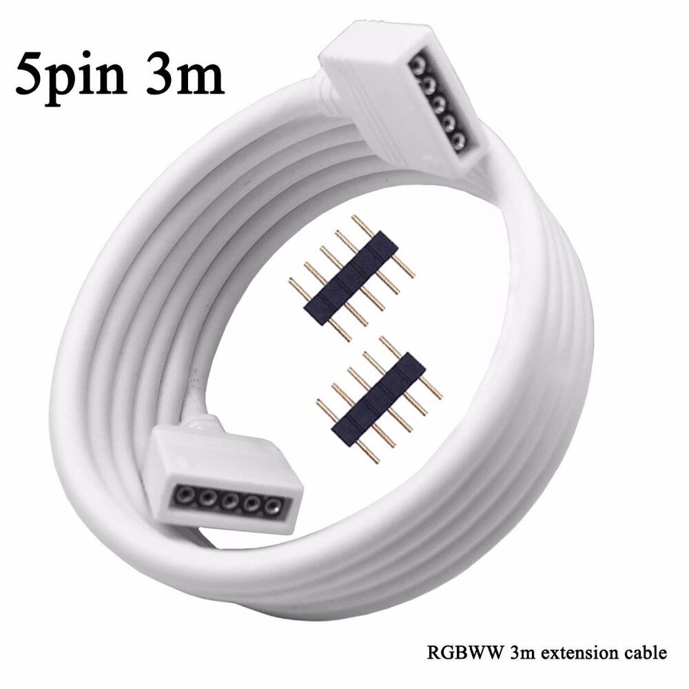 2X RGBW/RGBWW Color Changing Flex LED Strip Light 5pin 3m/9.8ft Extension Cable Connector,RGBWW LED Tape Solderless Adapto