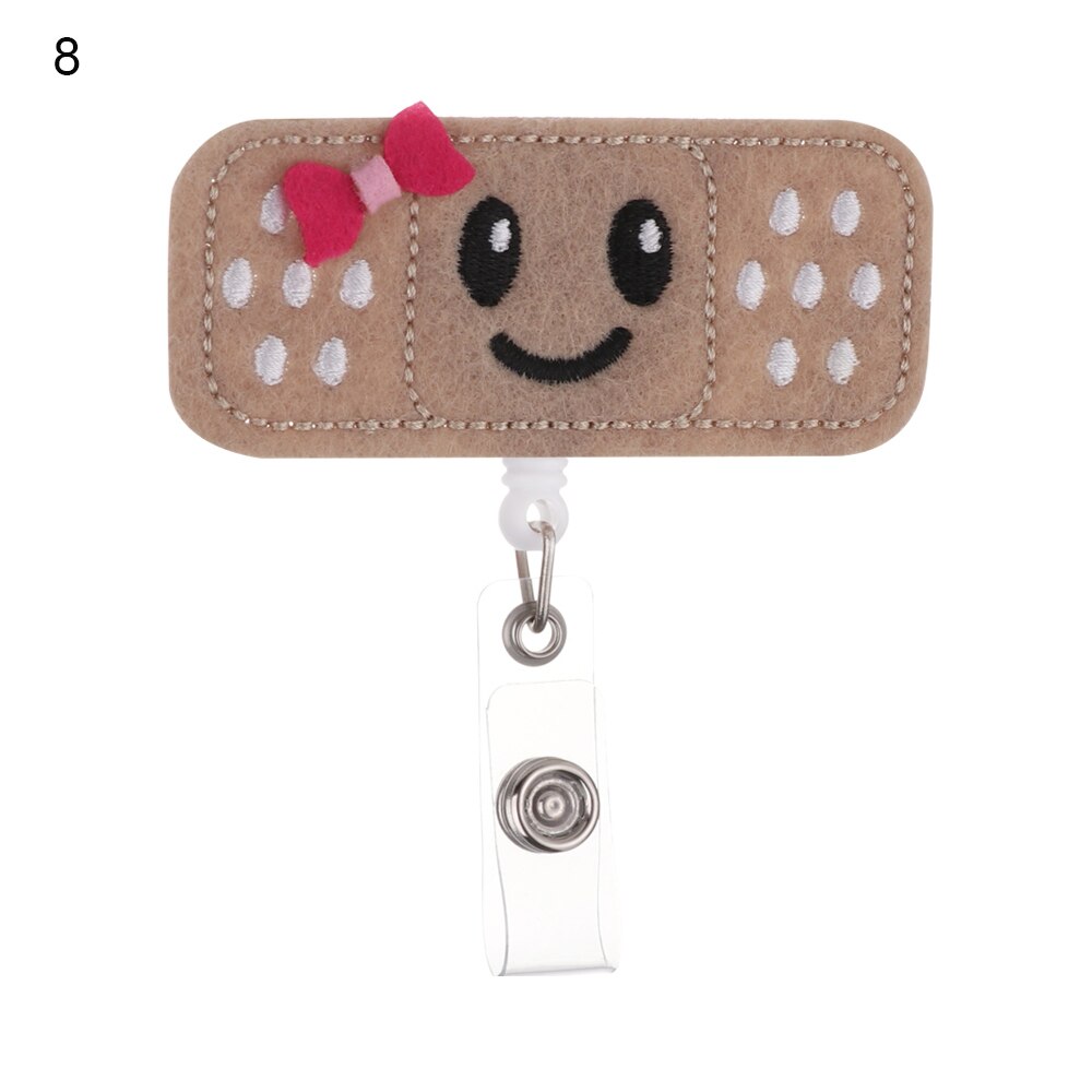 1pc klud sygeplejerske udtrækkeligt badge pull spænde hjul clip sød tegning bandage stil studerende id-kort badge holder: 8