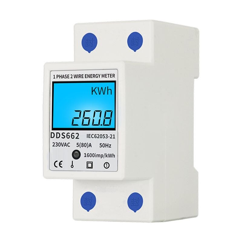 Lcd digitalt strømforbrugsmåler enfaset energimåler watt kwh 230v ac 667b