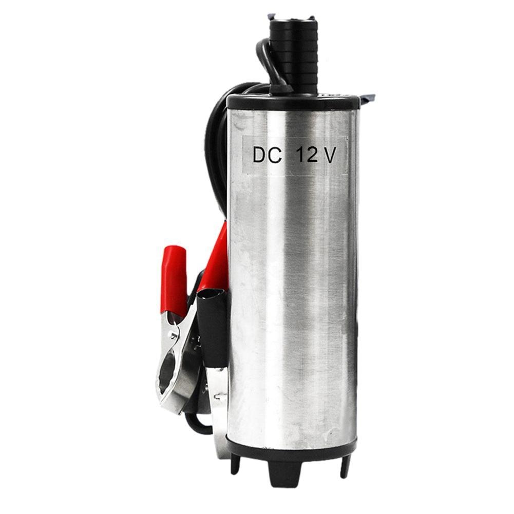 Elektrisk dränkbar pump för pumpning av olja vatten stålskal 12l/ min bränsleöverföringspump 12 v volt med 3m rör: 12v pump