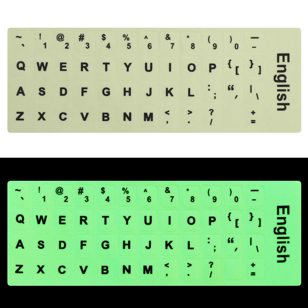 Luminous Keyboard Stickers Spanish/English/Russian/Arabic/French Language Alphabet Letters Computer Button Protective Film: Beige