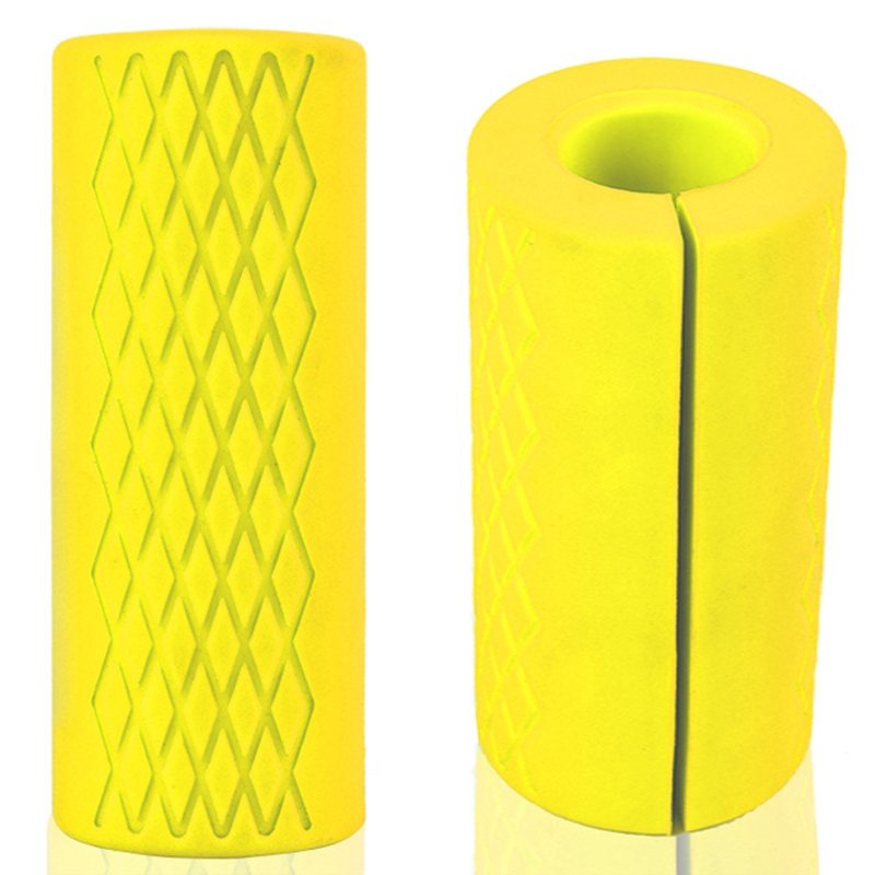 1pz Bilanciere Manopole per manubri Maniglie per barra spesse pad antiscivolo in silicone Maniglie per barra spessa tiro su Sollevamento pesi Grasso presa: giallo