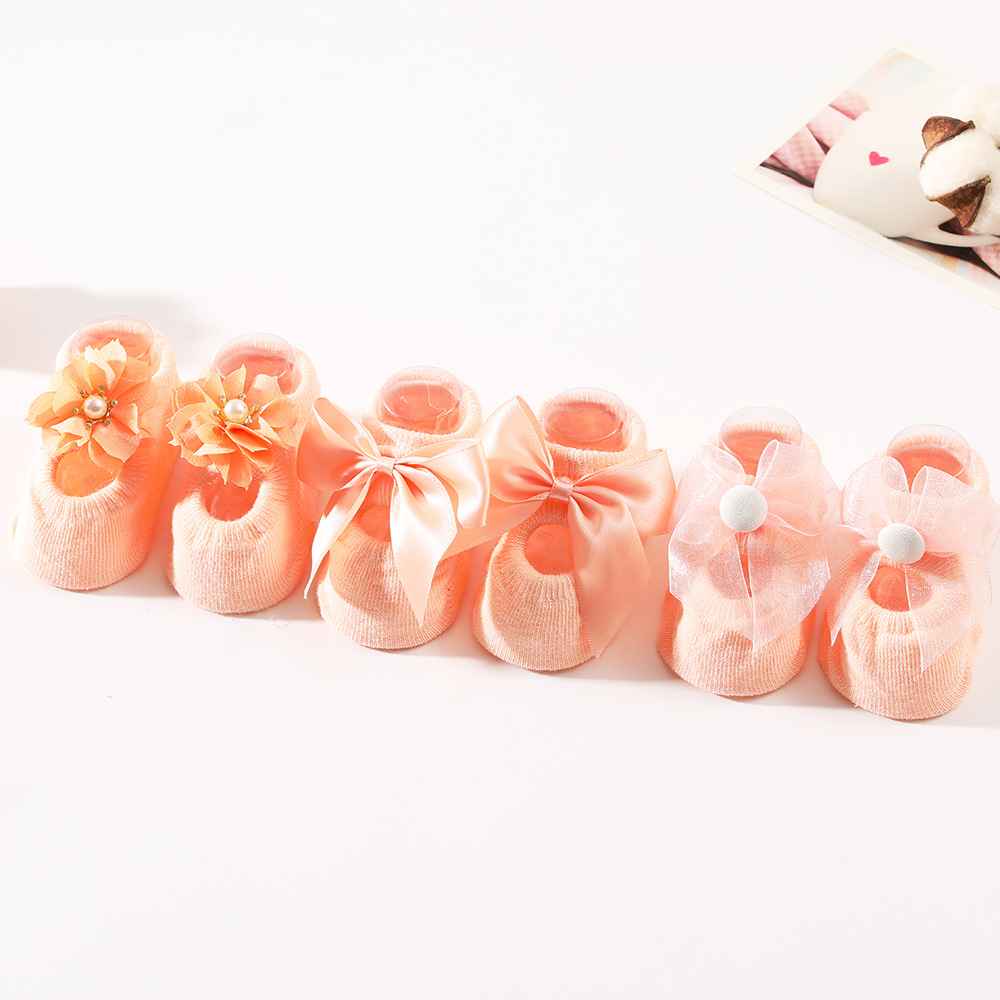 3 Paren/set 0-12Months Baby Sokken Leuke Kant Bloem Parels Crown Bows Antislip Pasgeboren Baby Meisje Sokken Katoen Prinses meisjes Sokken: 05