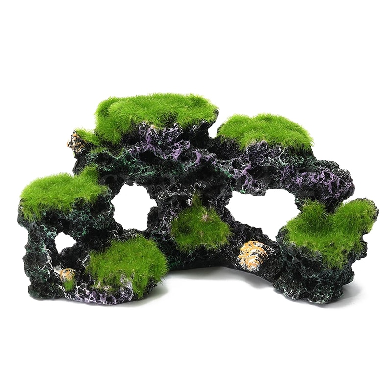 Resin Aquarium Coral Reef Moss Rock Fish Tank Marine Island Ornament Cave Decor: Default Title