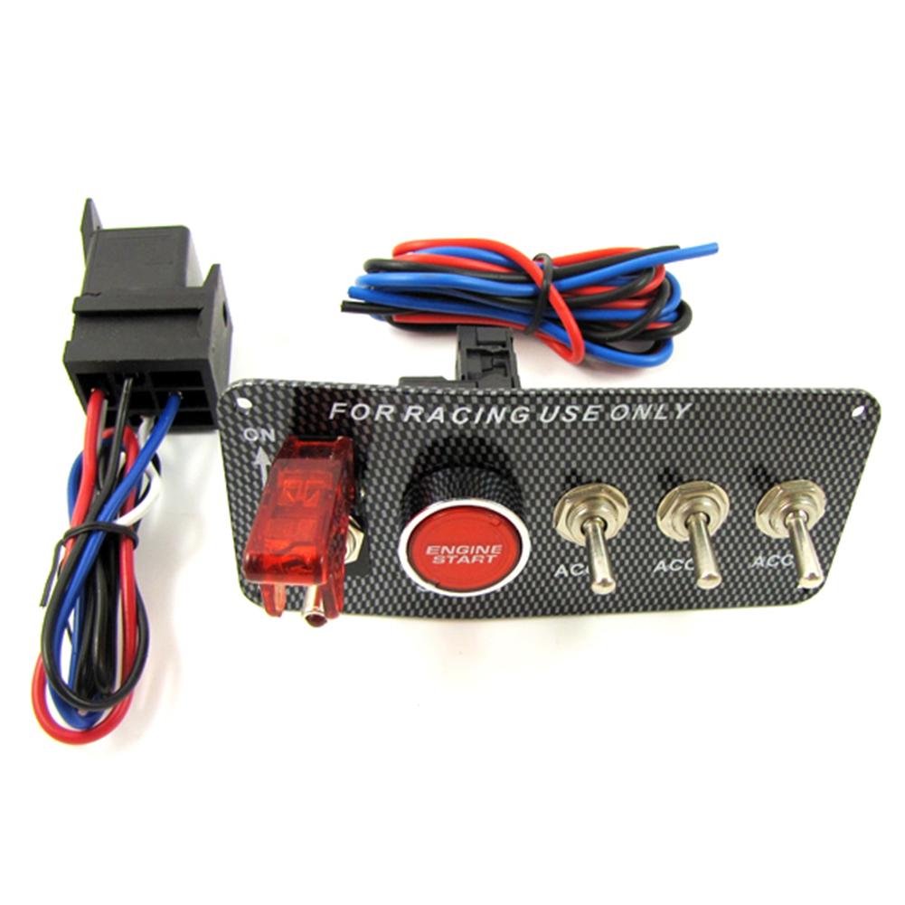Racing ignition switch panel, lever led 12V, engine start button set, universal, 12V power supply speed