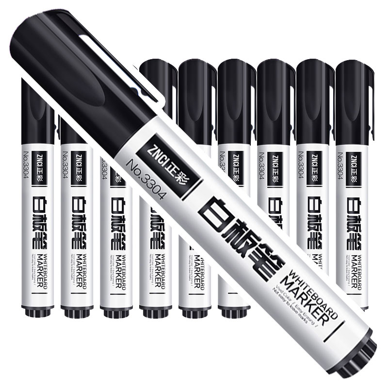 10 stks uitwisbare Whiteboard Marker Rood zwarte inkt pen voor witte boord Briefpapier Office materiaal schoolbenodigdheden 2501: Black 10 PCS