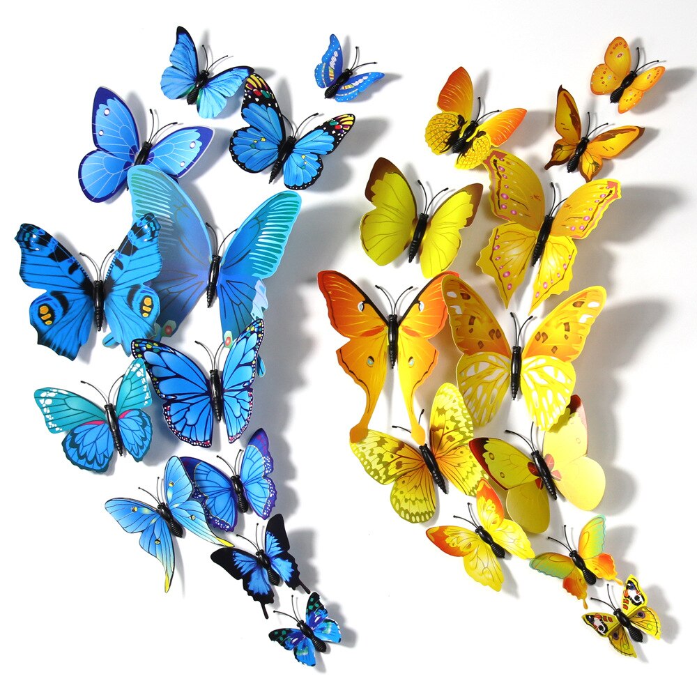 Holle 3D Vlinder Muursticker 18 stks voor Bruiloft Decoratie Woonkamer Venster Home Decor Kleurrijke Vlinders Stickers,HZ101
