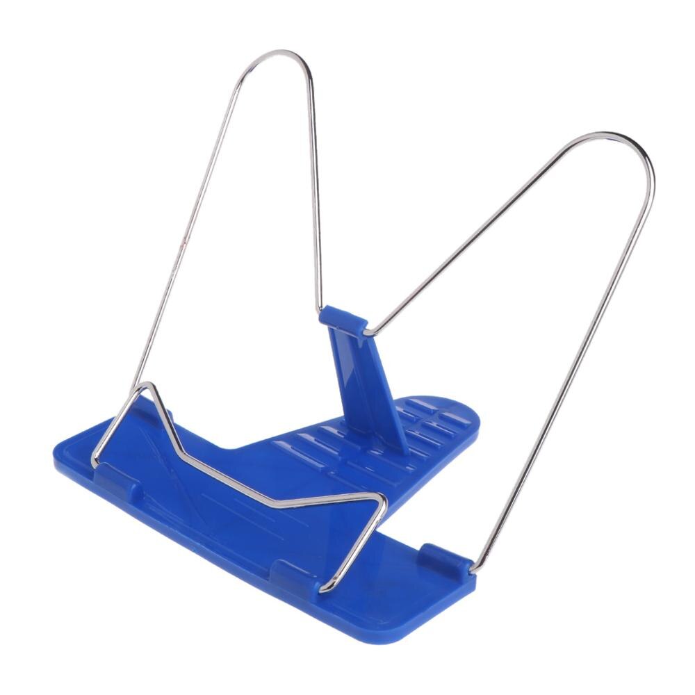Adjustable Angle Metal Book Stand Fordable Portable Document Book-Reading Holder: BLUE