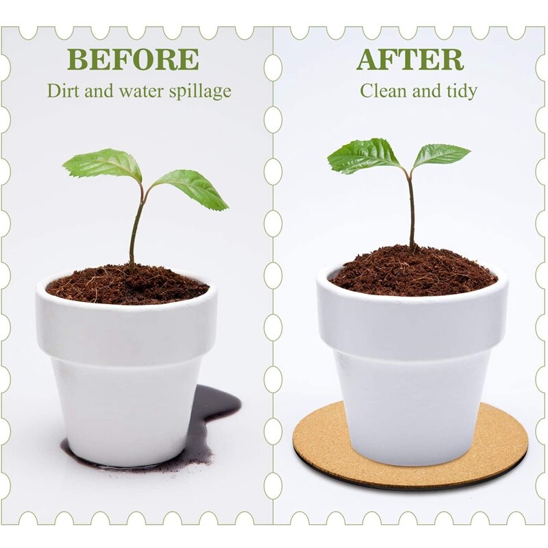 Alfombrilla de corcho para plantas, tapete de plástico para plantas, placa redonda para jardín, patio, maceta, para interiores y exteriores, proyecto artesanal de bricolaje, 6 piezas