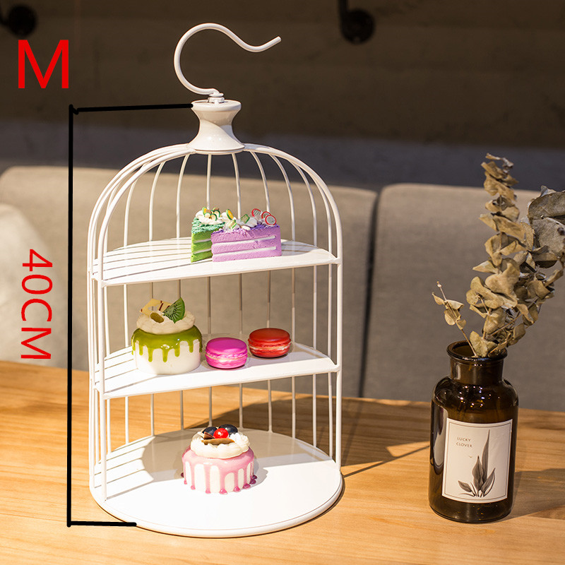 Gold/white/black European birdcage cake rack decoration theme item wedding candy stand display rack multi-layer cold food rack