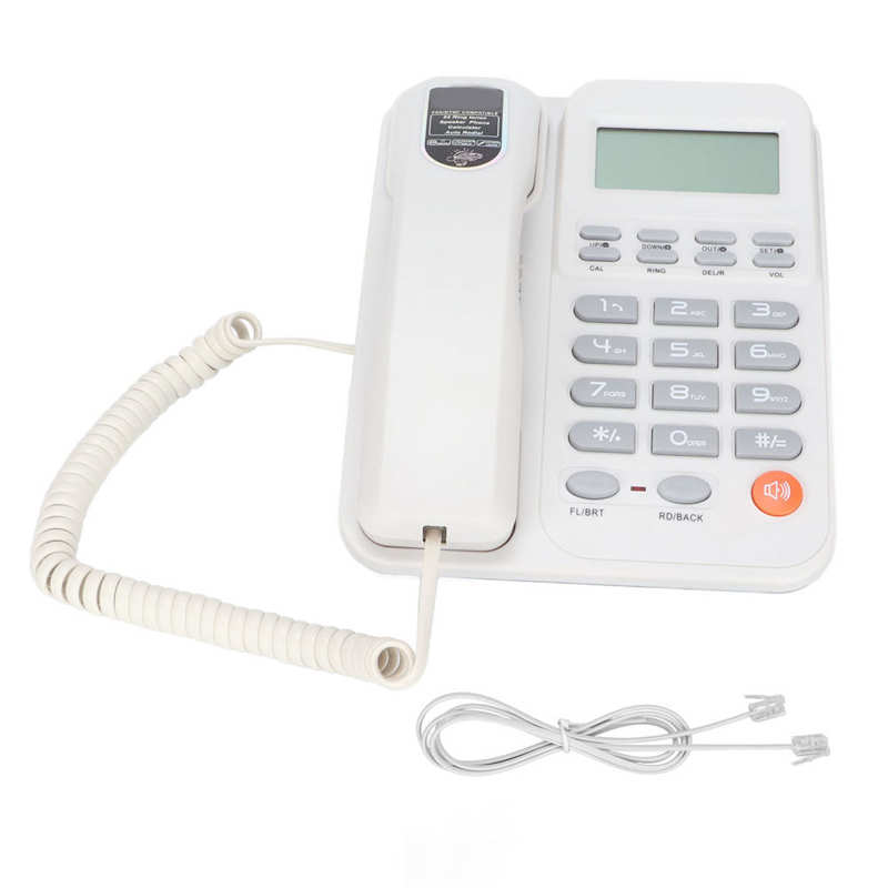 Landline Phone Desktop Corded Fixed Telephone Semi Hands Free Wired Phones with Caller ID Display for Home Office Hotel Use: white