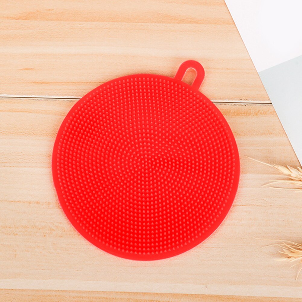 Silicone plat éponge antibactérien cuisine épurateur légumes fruits brosse nettoyage éponge plat lavage brosse Pot porte-casserole: Rouge