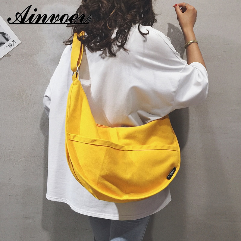 Ainvoev nuova borsa a tracolla monospalla moda selvaggia femminile di grande capacità borsa a tracolla in tela di grandi dimensioni in stile coreano