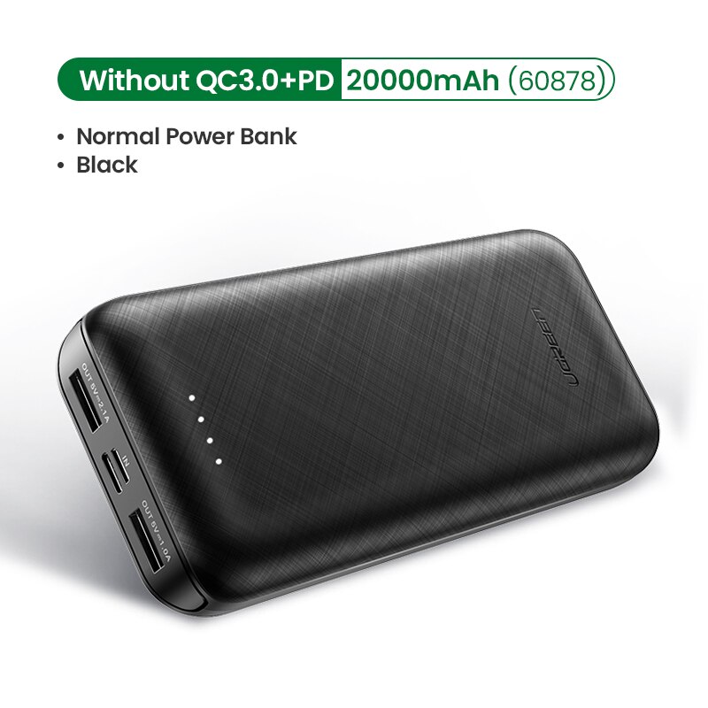 Ugreen Power Bank 20000 Mah Externe Mobiele Lader Draagbare Snelle Telefoon Oplader Voor S10 HuaweiP30 Pro Pd 3.0 Poverbank: Without PD