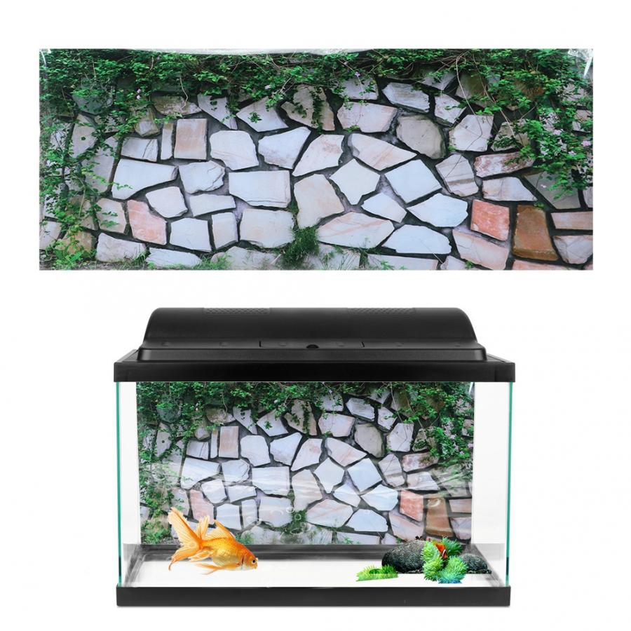 Aquarium Landscape Sticker Poster Waterweed Background Poster Decorative Stonewalling Paintings PVC Sticker Landscape Image
