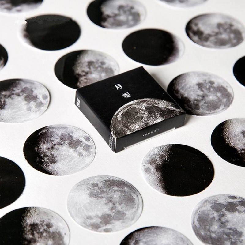 Autocollant de scrapbooking, planificateur, agenda, papeterie, fournitures scolaires et de bureau, étiquette d'emballage, 45pc phases de la lune, planète spatiale