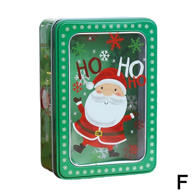 Boîte à biscuits en fer blanc, fenêtre transparente Rectangle Film carré emballage de noël boîte à chocolat cuisson boîte à bonbons T3Z8: F