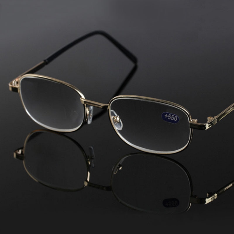 Mannen Vrouwen Leesbril Ouderen Glazen Lenzen Metalen Frame Verziendheid + 450 500 550 600 R151