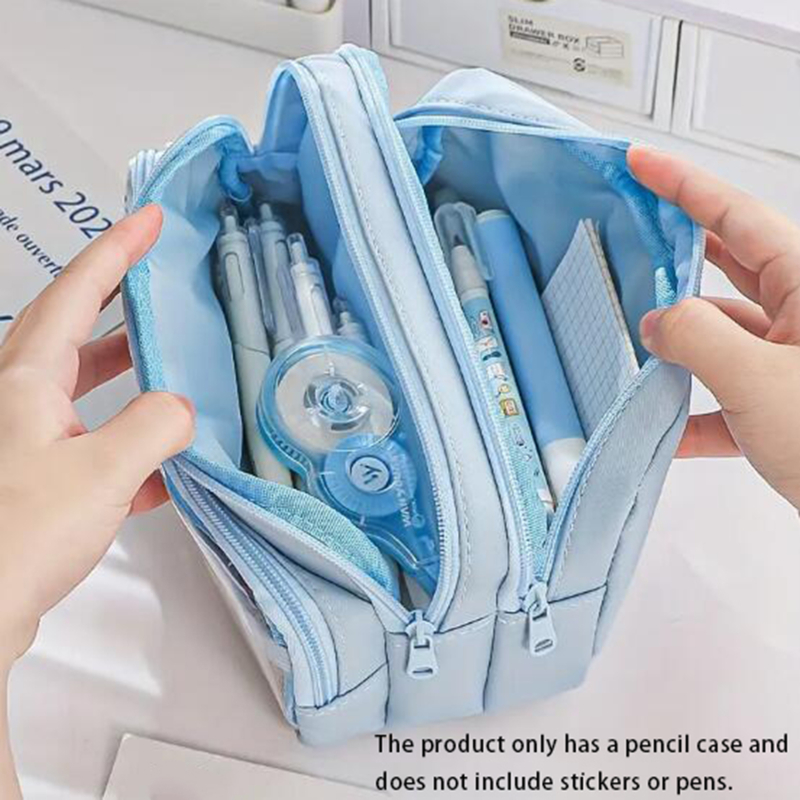 Chique effen etui in koreaanse eenvoud, transparant pennenzakje met grote capaciteit, opbergtas voor schoolspullen