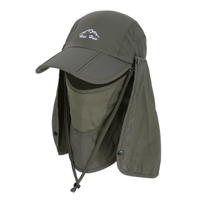 Udendørs vindtæt solhat aftageligt sjal åndbart mesh cap til fiskeri cykling vandring camping hatte: Grøn