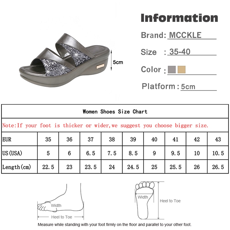 MCCKLE Dames Bling Slipper Dames PU Lederen Wiggen Platte Schoenen Vrouwelijke Casual Sandalen Comfortabel Platform Vrouw Buiten Schoenen