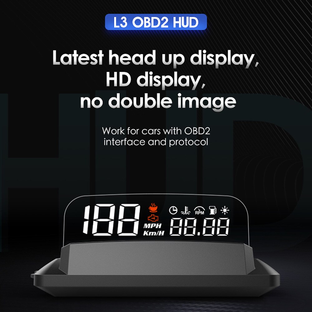 5inch HUD Mirror Car Head Up LED Windscreen Projector Display Digital Speed Projector Security Alarm Data Diagnostic Tool
