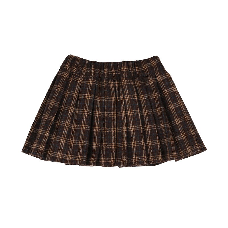 Girl Baby Plaid Pleated Skirt Toddler Kids Causal with Velvet Winter Skirts Children Ruched Mini Skirt