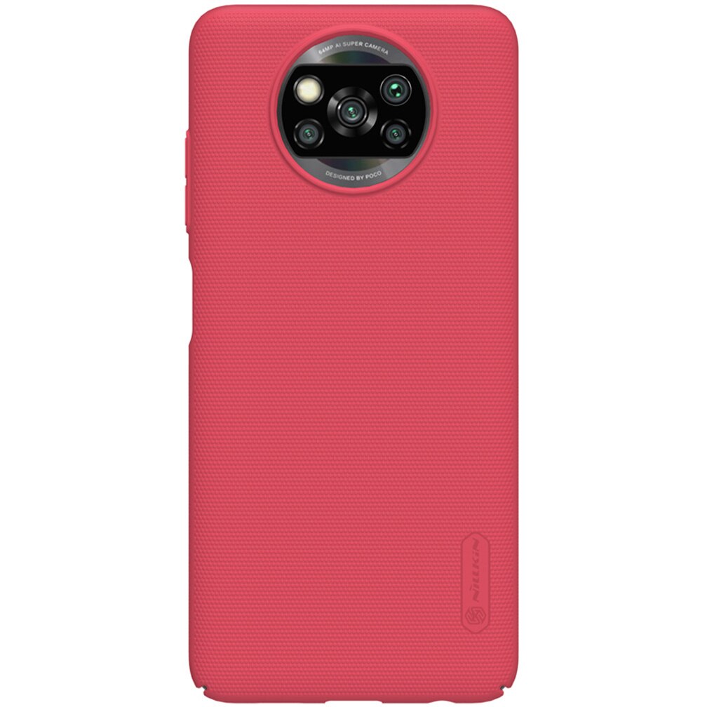 For Xiaomi Poco X3 NFC Case NILLKIN Super Frosted Shield Hard PC Phone Cases For Xiaomi Poco X3 NFC Cover: Red