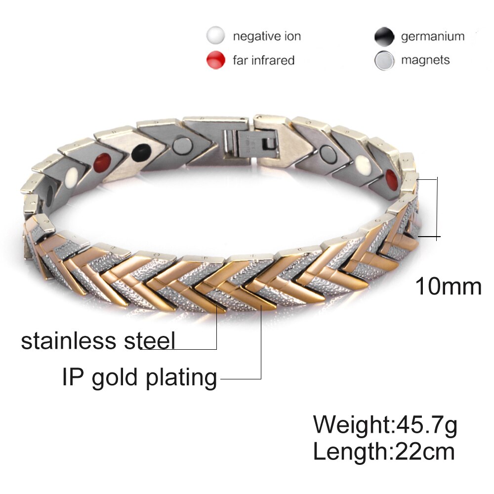 Vinterly Magnetische Armbanden Voor Vrouwen Mannen Goud-Kleur Roestvrij Staal Gezondheid Energie Germanium Chain Link Armbanden En Armbanden Heren