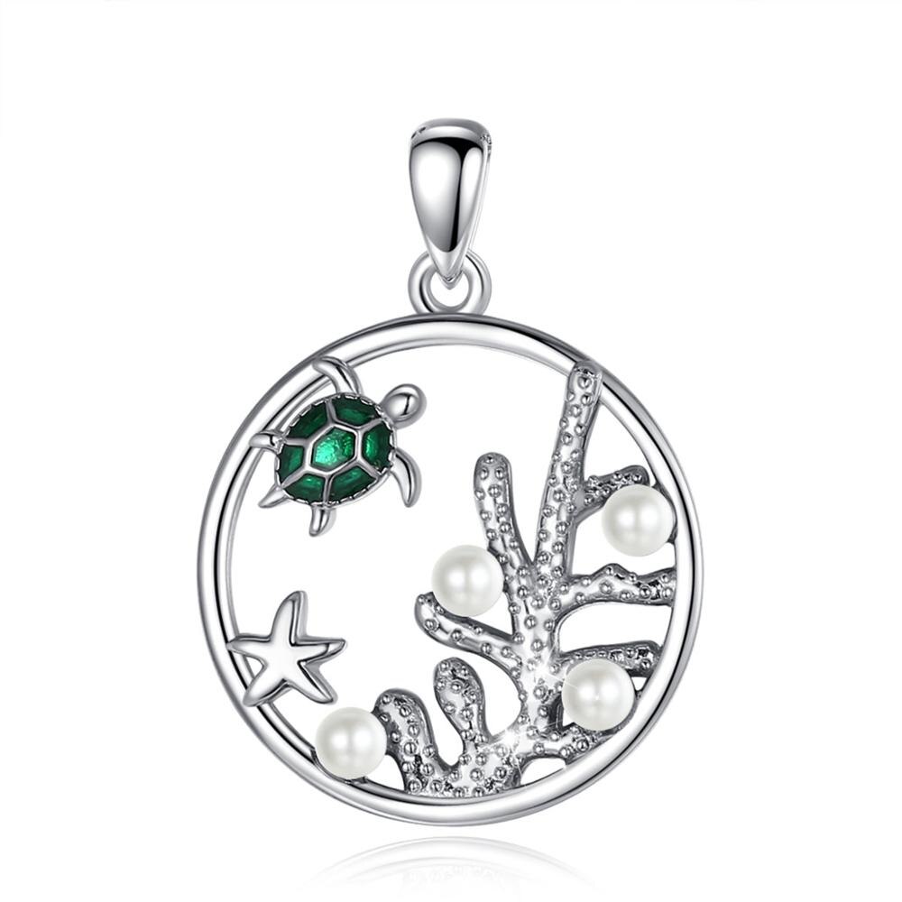 Elli Women's Necklace Turtle Pendant Curb Sun in 925
