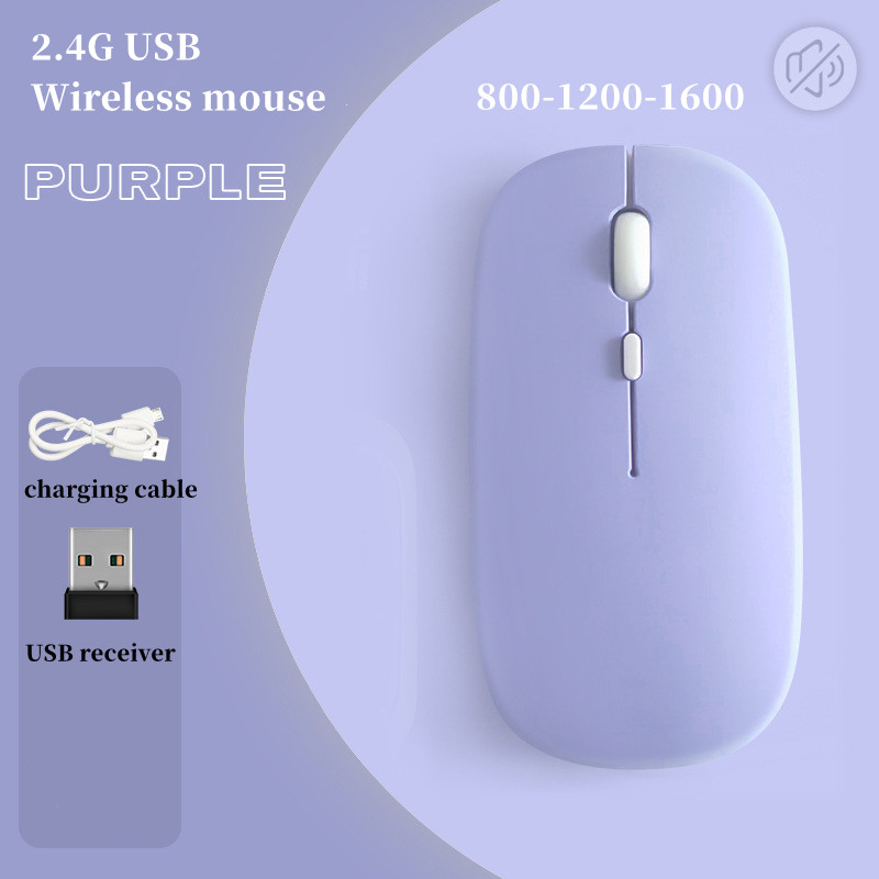 Bezprzewodowa ładowalna mysz do komputera Laptop, bezprzewodowa mysz Slim Mini Noiseless, myszy 2.4G do domu/biura: Złota
