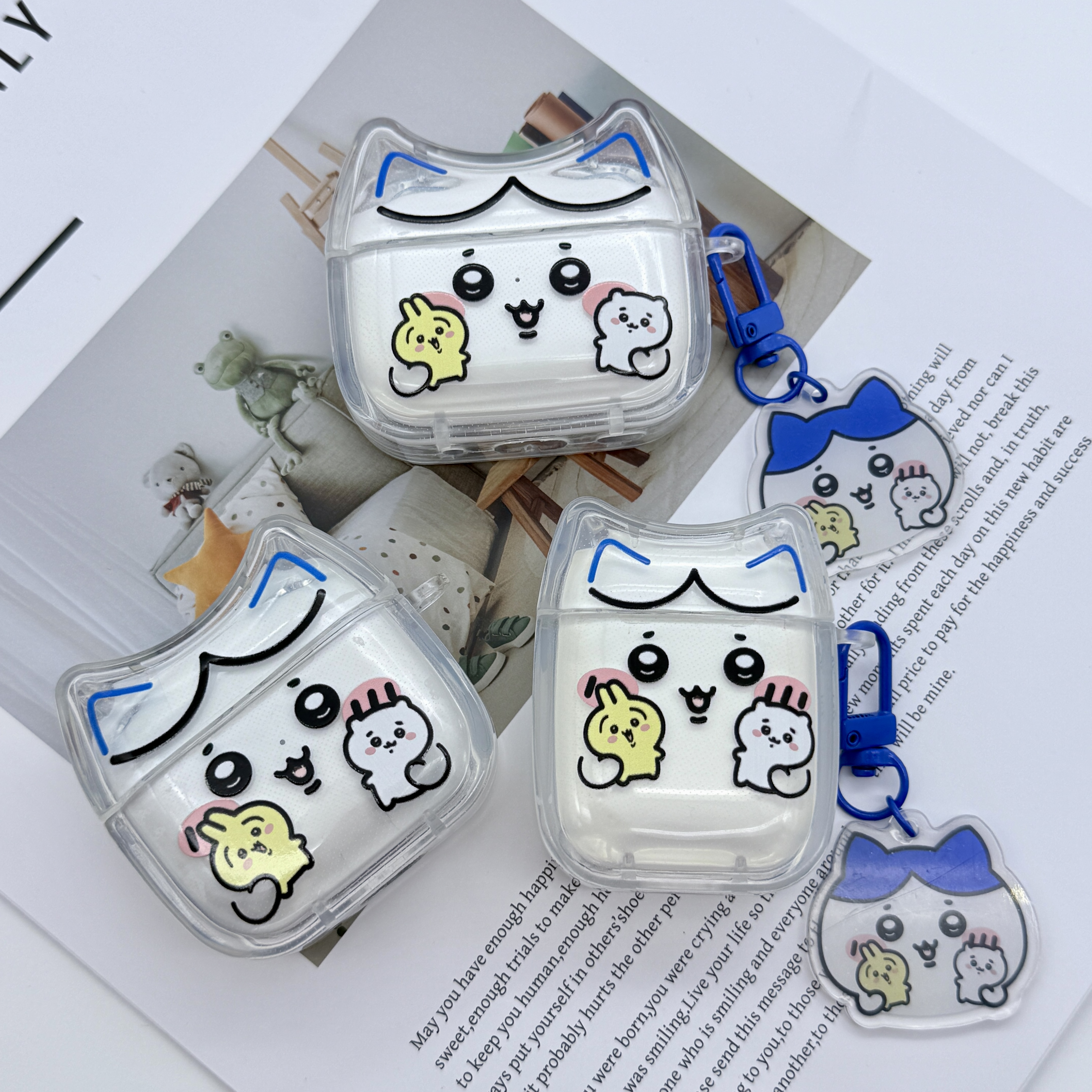 Style Cat Ears Comfortable Cartoon Chiikawa Transparent Efficient Protective Case For Airpods 4,1,2,3,Pro,Pro 2 Anti