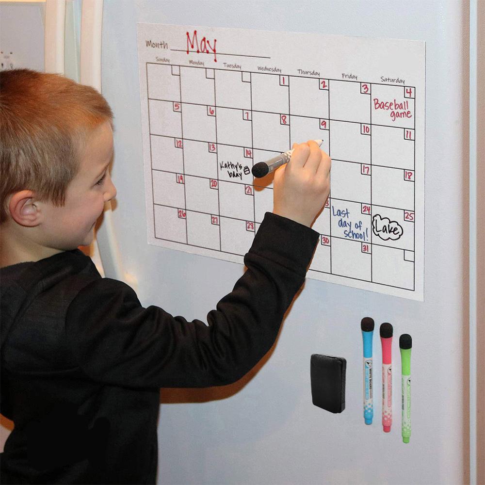 Magnetic Whiteboard Dry Erase Board Magnets Fridge Refrigerator To-Do List Monthly Daily Planner Organizer for Kitchen