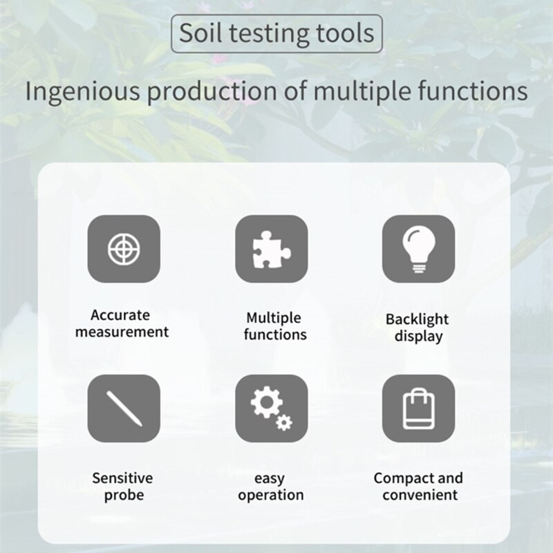 Soil Meter with Long Alloy Probe 5-in-1 Soil PH Meter Moisture/Temerature Tester