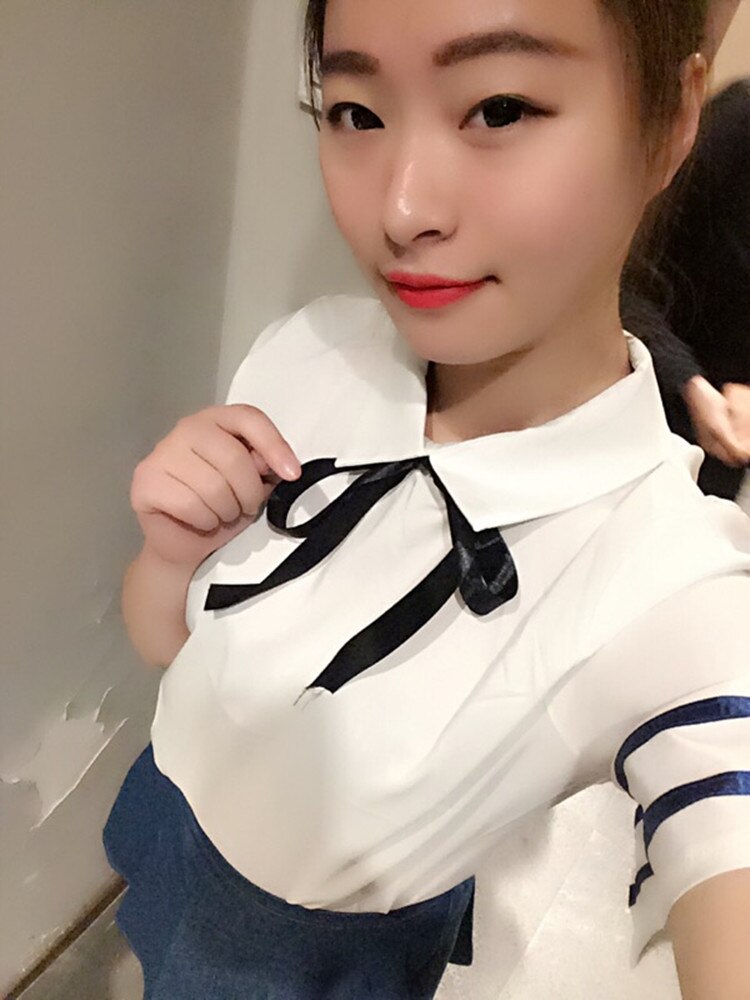 Japan South Korea School Uniform Turn-down Collar Short Sleeve Tops And Skirt British Navy Style Sailor Uniform Student Uniform