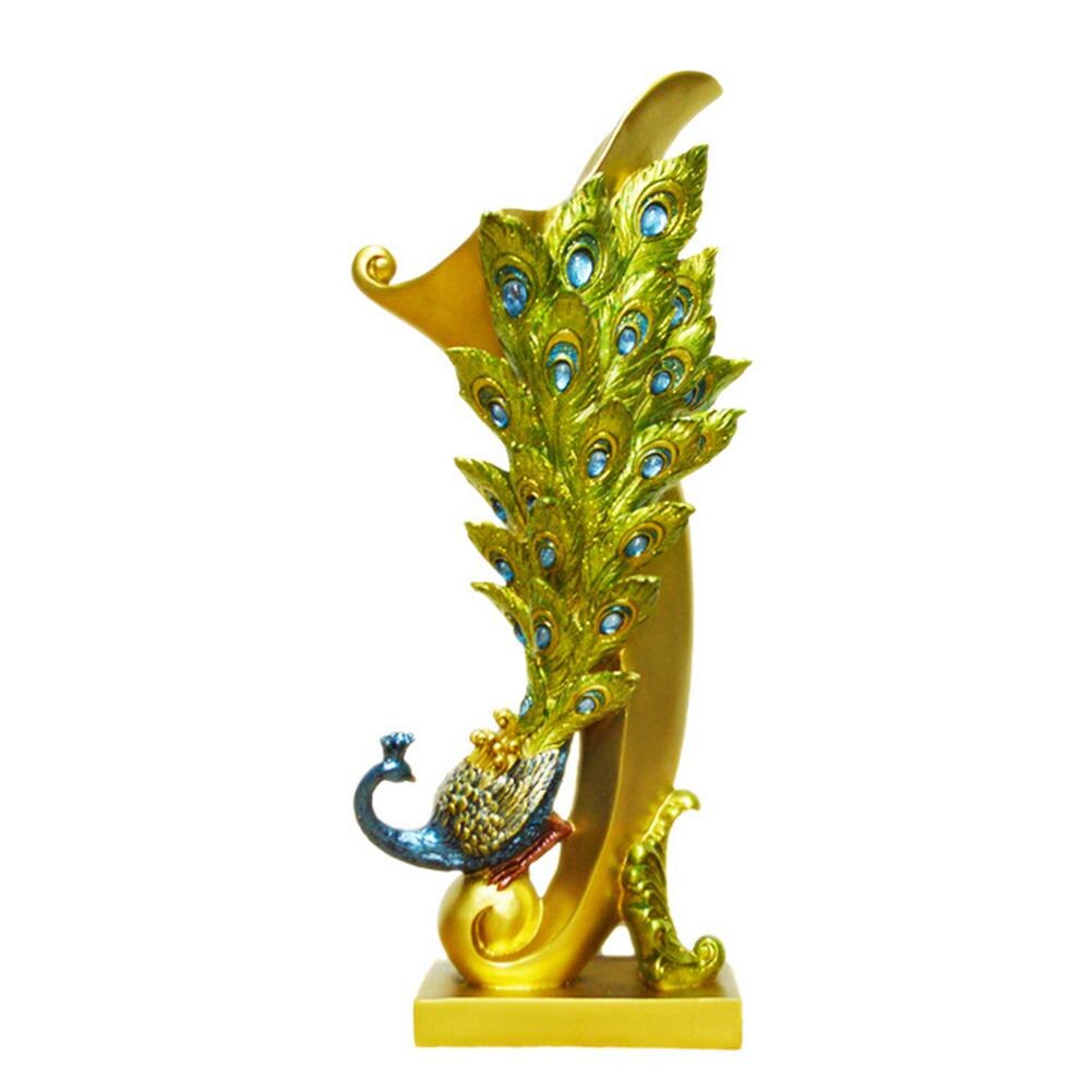European Style Pair Peacock Home Decor Statue Decoration Hair Modern Living Room Ornaments: Peacock Vases