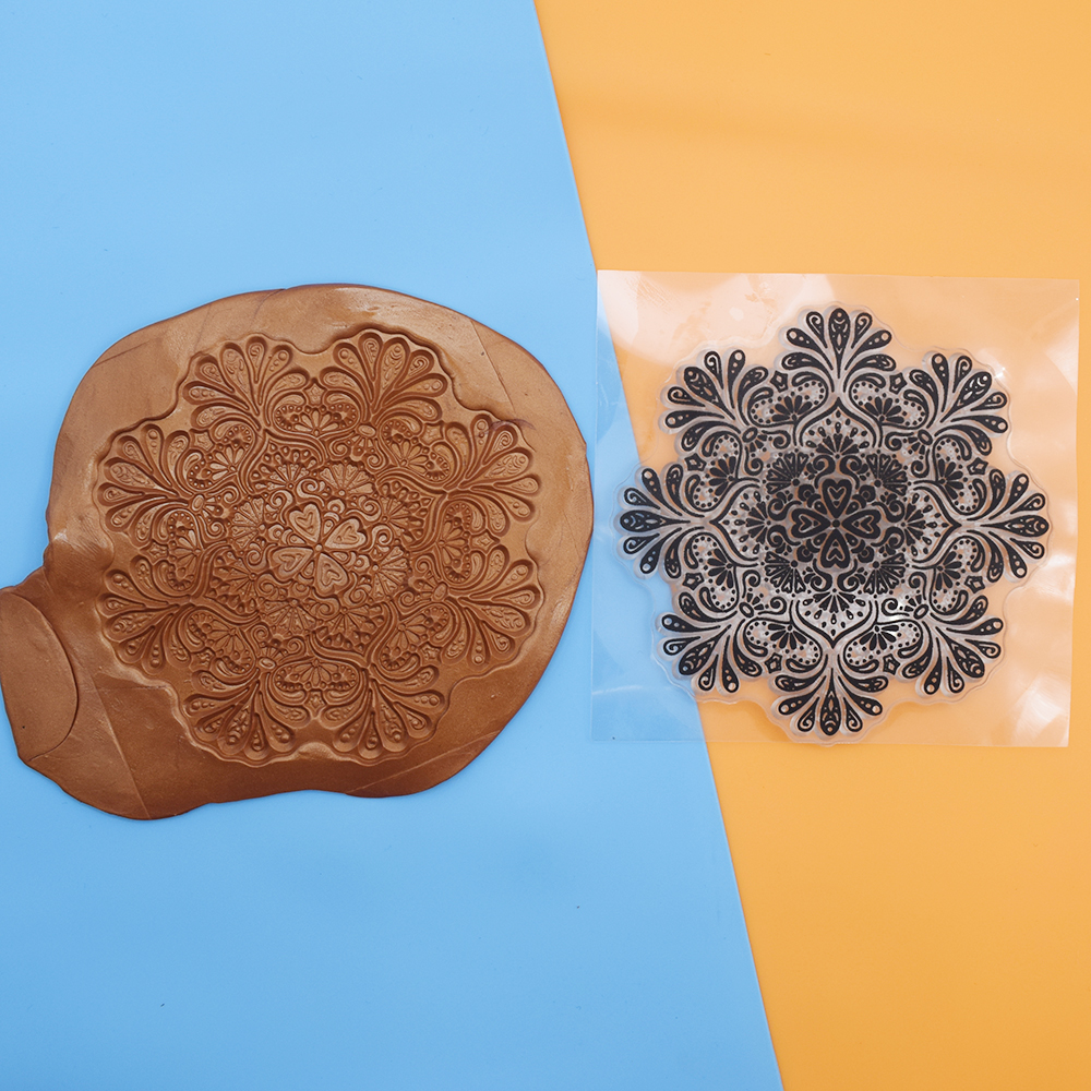 9 cm Ronde Mandala Polymeer Klei Textuur Stempel Vellen Emboss Mat Indruk Modellering voor Keramisch Aardewerk DIY Sieraden Art Craft: Army Green