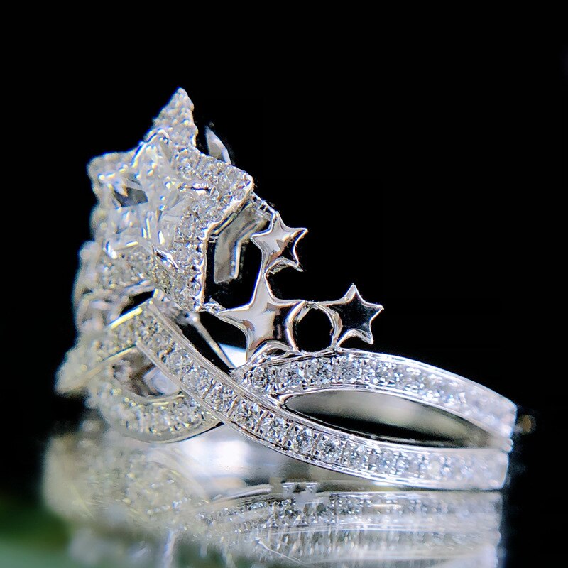 Bagues de luxe en forme d'étoile à cinq branches pour femmes, bijoux de fiançailles, de mariage, tendance, exquis, incrusté de Zircon