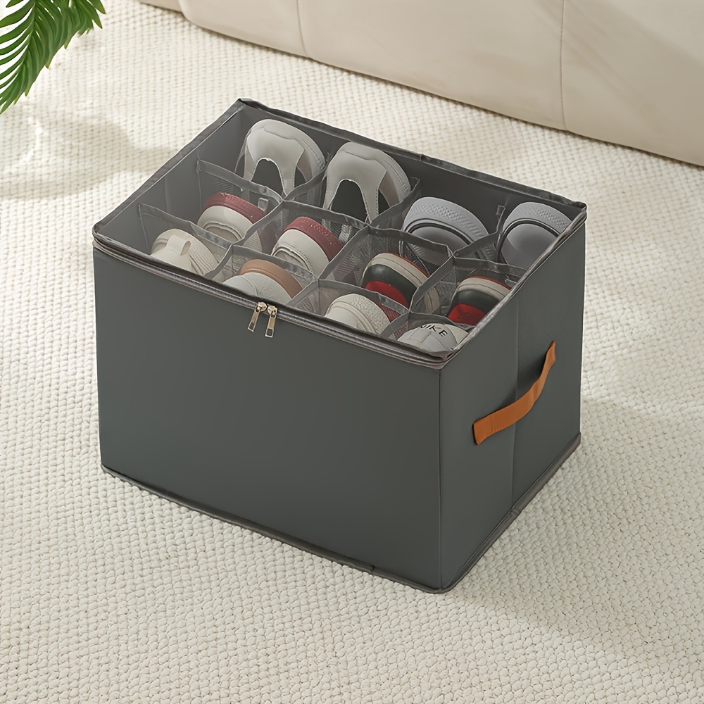 Organizador de zapatos plegable con tapa, caja de almacenamiento de tela Oxford a prueba de polvo para zapatos, accesorios de ropa, organización del armario del hogar